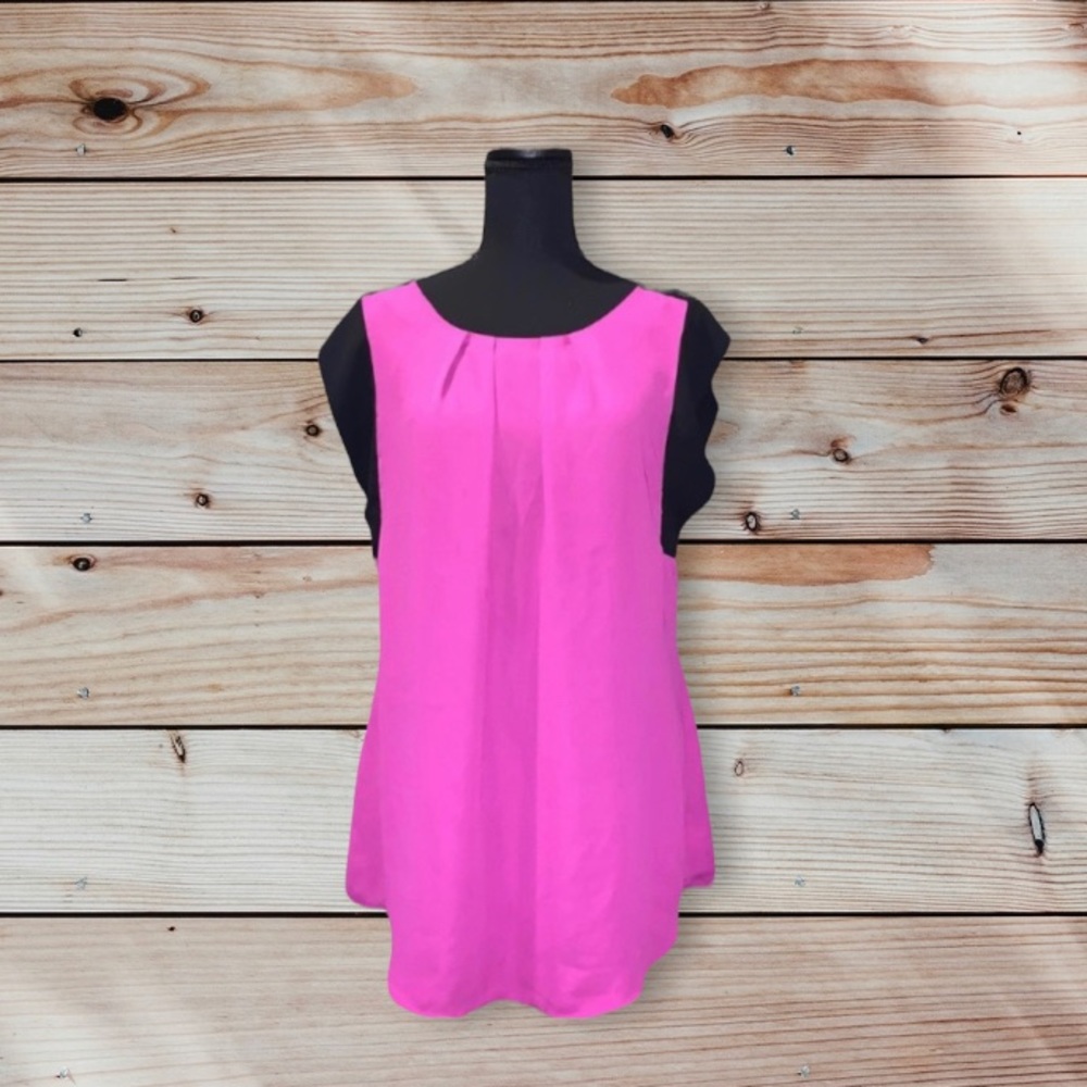 Worthington Satin Capped Pink & Black Dress Shirt Size L